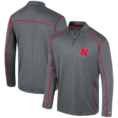 Men's Colosseum Black Nebraska Huskers Cameron Quarter-Zip Windshirt