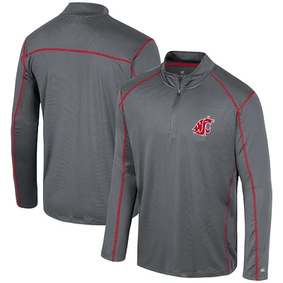 Men's Colosseum Black Washington State Cougars Cameron Quarter-Zip Windshirt