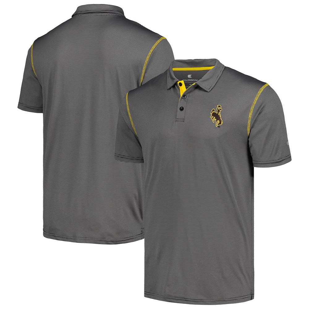 Men's Colosseum Black Wyoming Cowboys Cameron Polo
