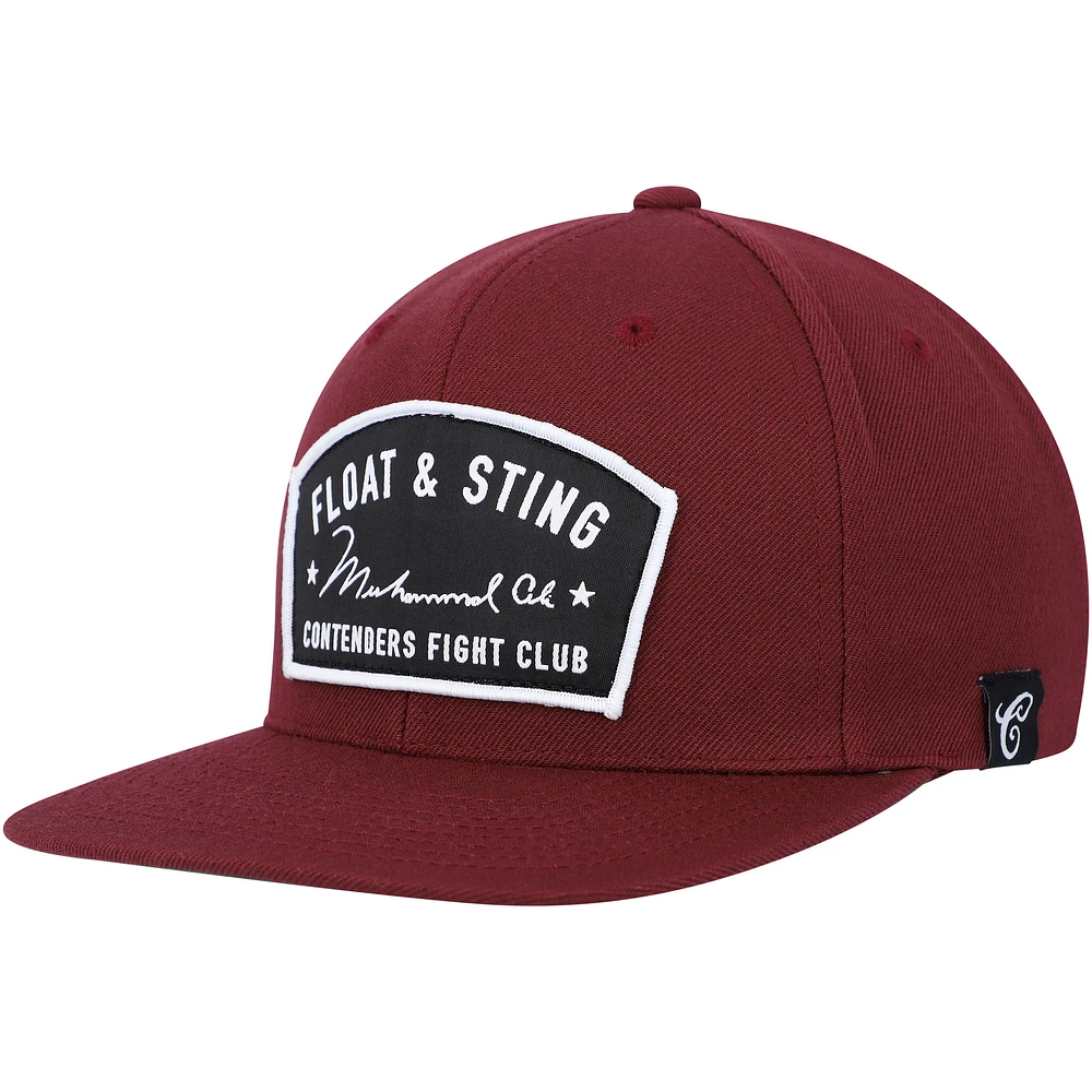 Unisex Contenders Clothing Maroon Muhammad Ali Float & Sting Snapback Hat