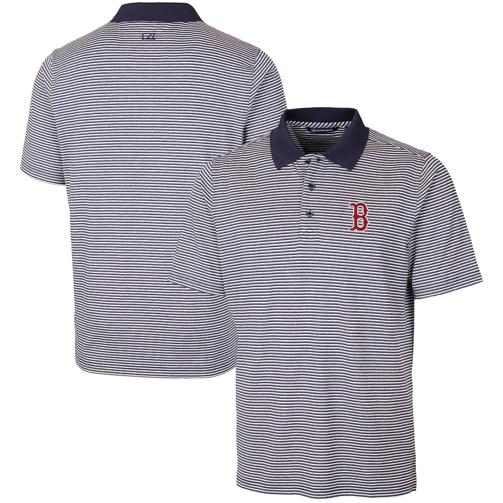 Men's Cutter & Buck Navy Boston Red Sox Forge Tonal Stripe Stretch Polo