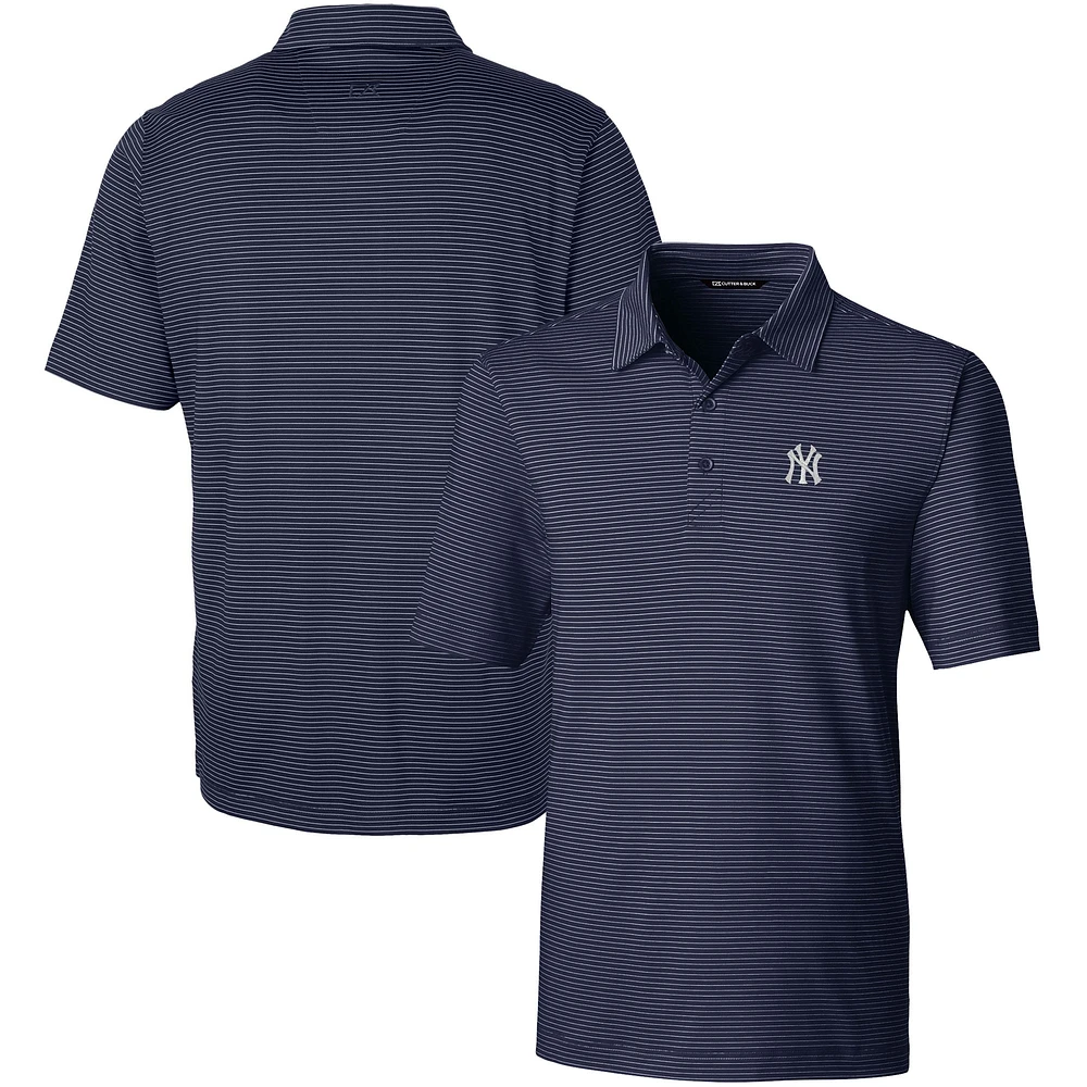 Men's Cutter & Buck Navy New York Yankees Forge Pencil Stripe Stretch Polo