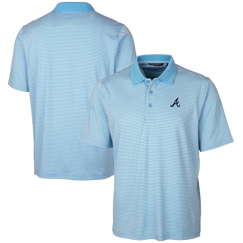 Men's Cutter & Buck Light Blue Atlanta Braves Forge Tonal Stripe Stretch Polo