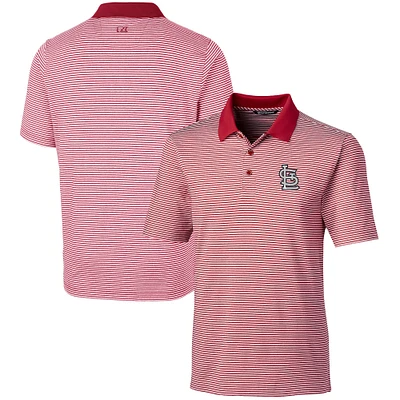 Men's Cutter & Buck Red St. Louis Cardinals Forge Tonal Stripe Stretch Polo