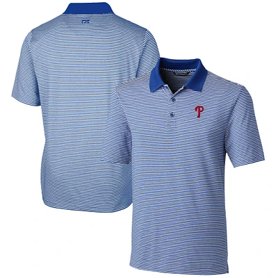 Men's Cutter & Buck Royal Philadelphia Phillies Forge Tonal Stripe Stretch Polo