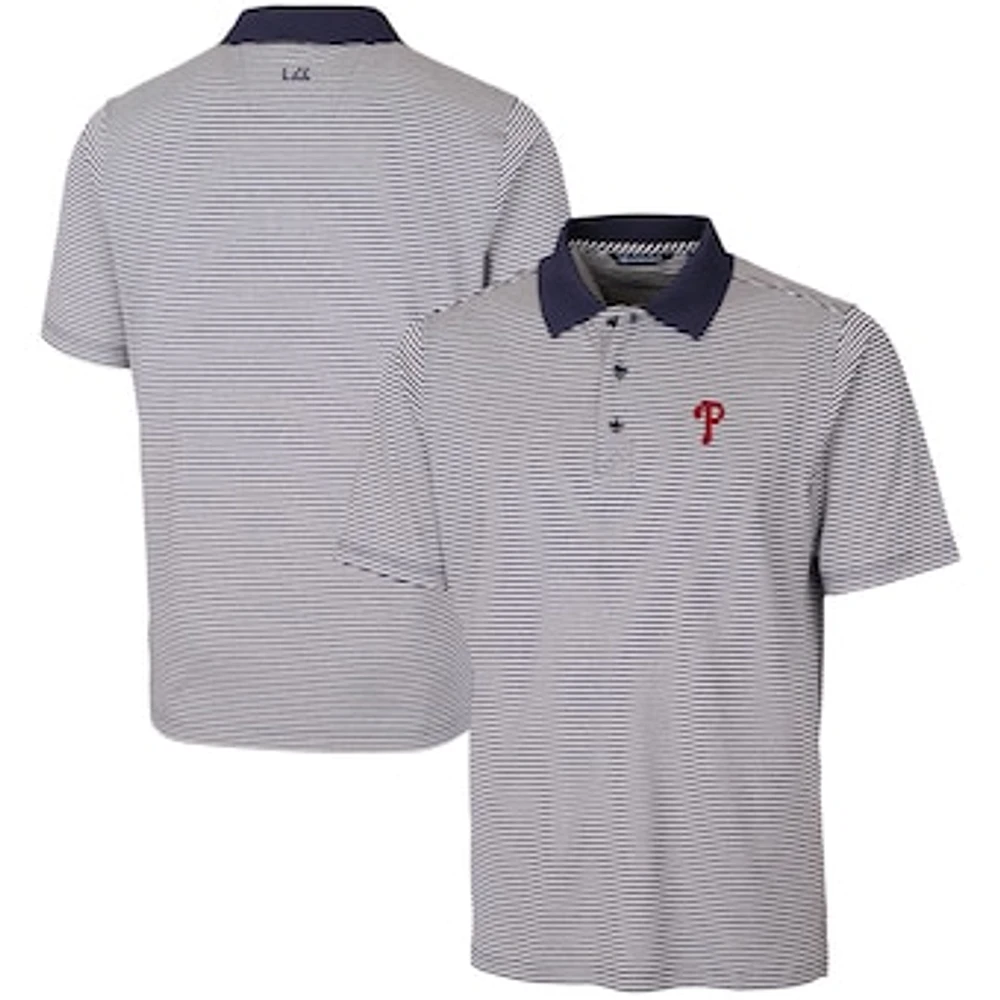 Men's Cutter & Buck Navy Philadelphia Phillies Forge Tonal Stripe Stretch Polo