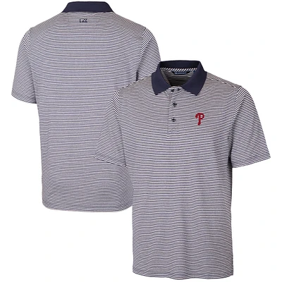 Men's Cutter & Buck Navy Philadelphia Phillies Forge Tonal Stripe Stretch Polo