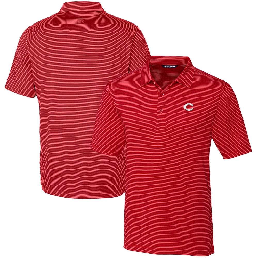 Men's Cutter & Buck Cincinnati Reds Forge Pencil Stripe Stretch Polo