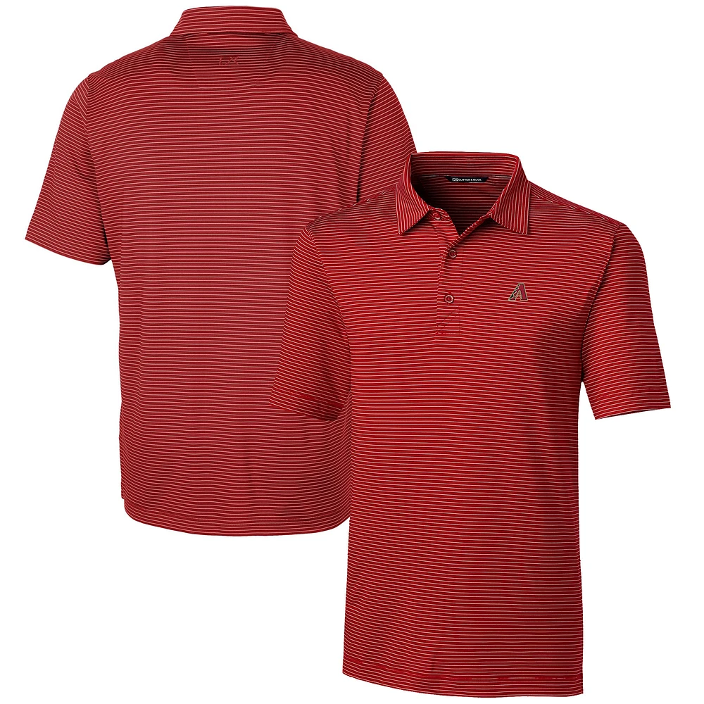Men's Cutter & Buck Red Arizona Diamondbacks Forge Pencil Stripe Stretch Polo