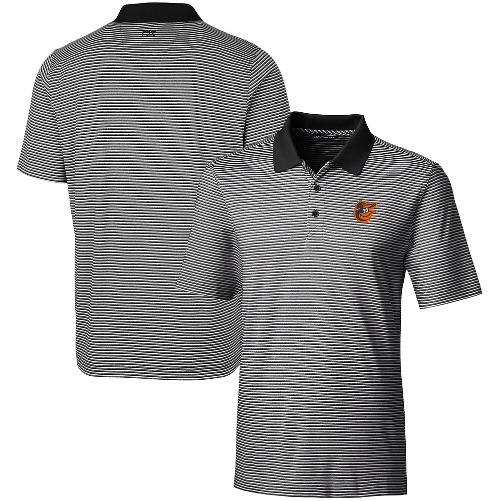 Men's Cutter & Buck Black Baltimore Orioles Forge Tonal Stripe Stretch Polo