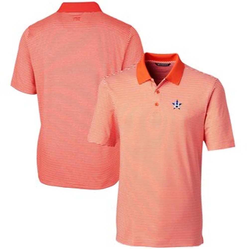 Men's Cutter & Buck Orange Houston Astros Forge Tonal Stripe Stretch Polo