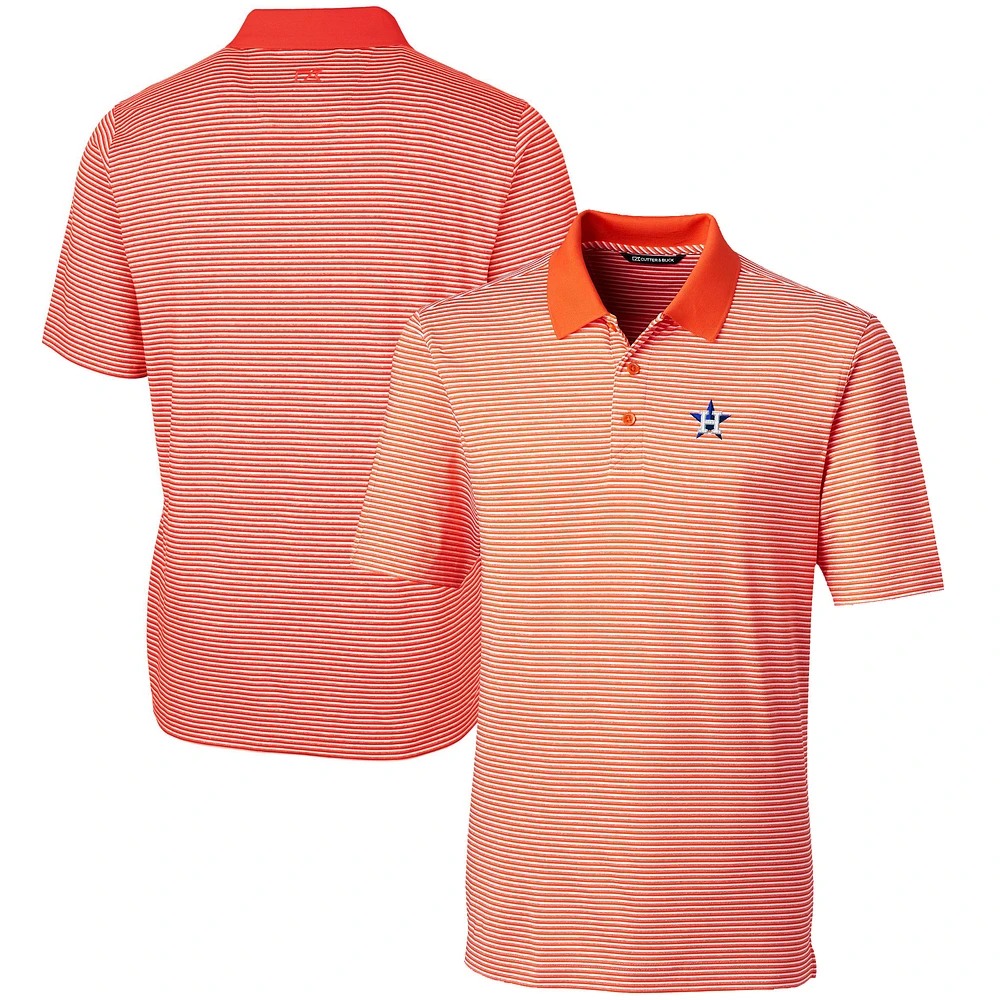 Men's Cutter & Buck Orange Houston Astros Forge Tonal Stripe Stretch Polo