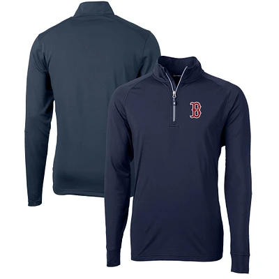 Men's Cutter & Buck Navy Boston Red Sox Adapt Eco Knit Stretch Recycled Quarter-Zip Pullover Top