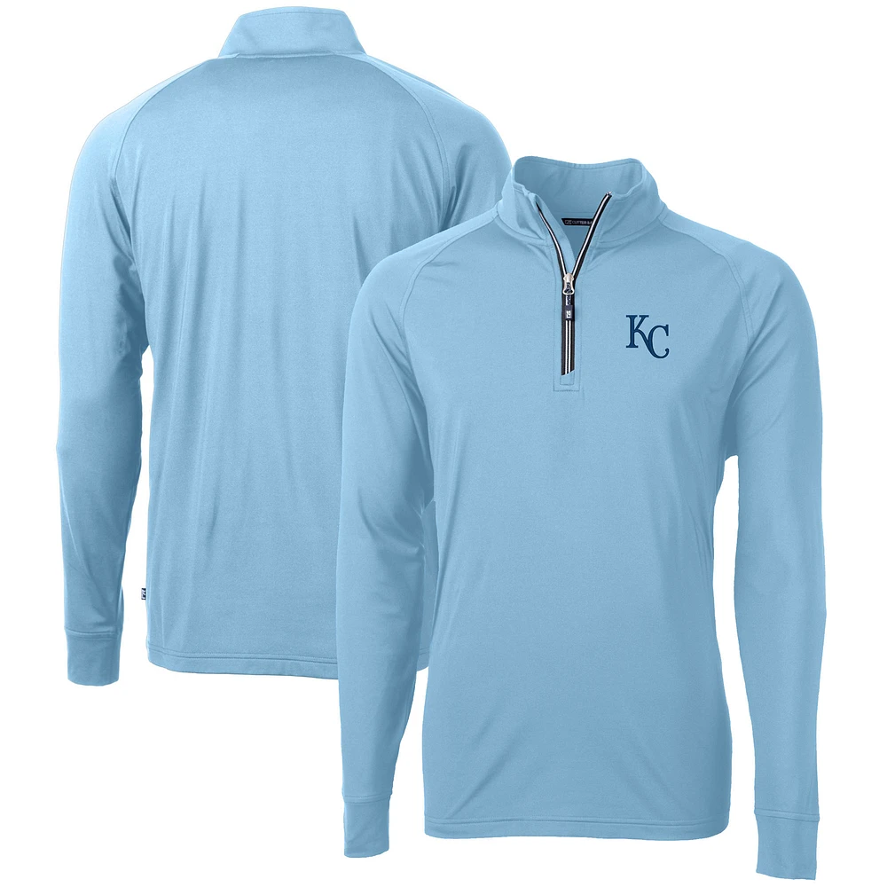 Men's Cutter & Buck Light Blue Kansas City Royals Adapt Eco Knit Stretch Recycled Quarter-Zip Pullover Top