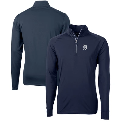 Men's Cutter & Buck Navy Detroit Tigers Adapt Eco Knit Stretch Recycled Quarter-Zip Pullover Top
