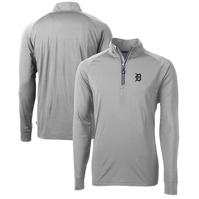 Men's Cutter & Buck Gray Detroit Tigers Adapt Eco Knit Stretch Recycled Quarter-Zip Pullover Top