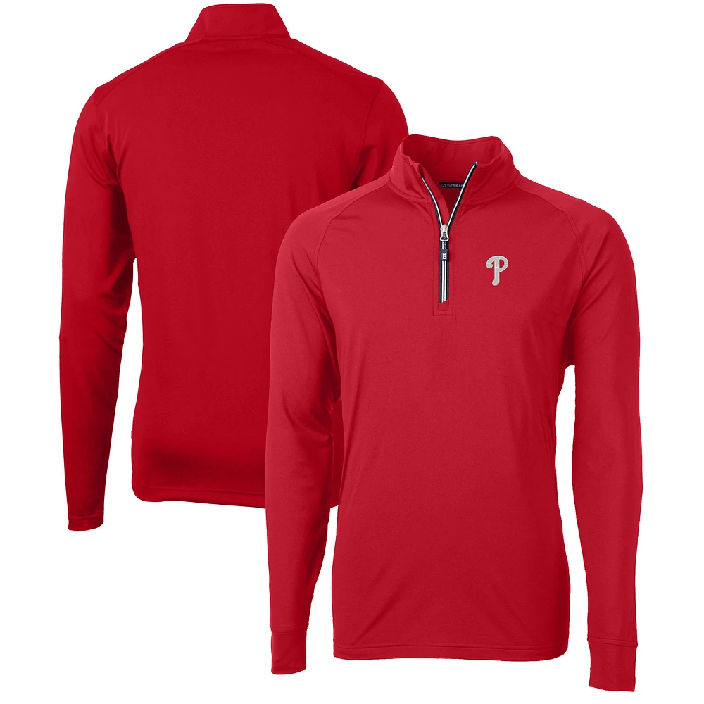 Men's Cutter & Buck Philadelphia Phillies Adapt Eco Knit Stretch Recycled Quarter-Zip Pullover Top