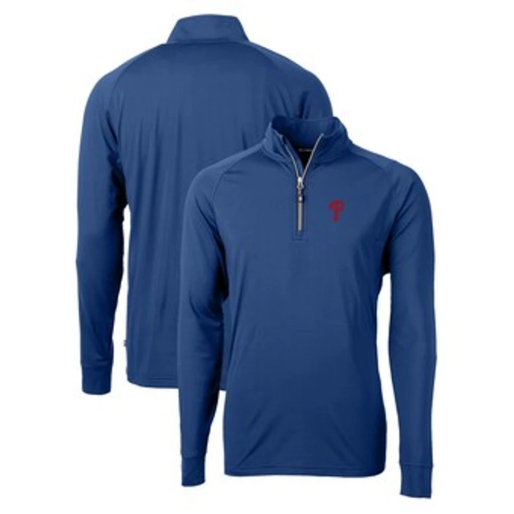 Men's Cutter & Buck Royal Philadelphia Phillies Adapt Eco Knit Stretch Recycled Quarter-Zip Pullover Top