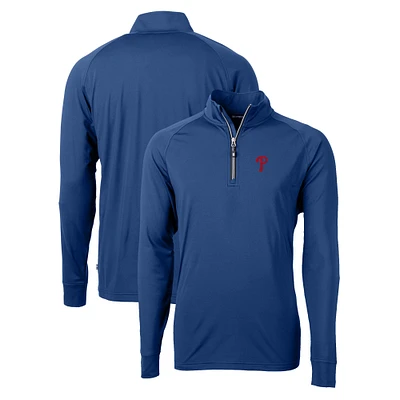 Men's Cutter & Buck Royal Philadelphia Phillies Adapt Eco Knit Stretch Recycled Quarter-Zip Pullover Top