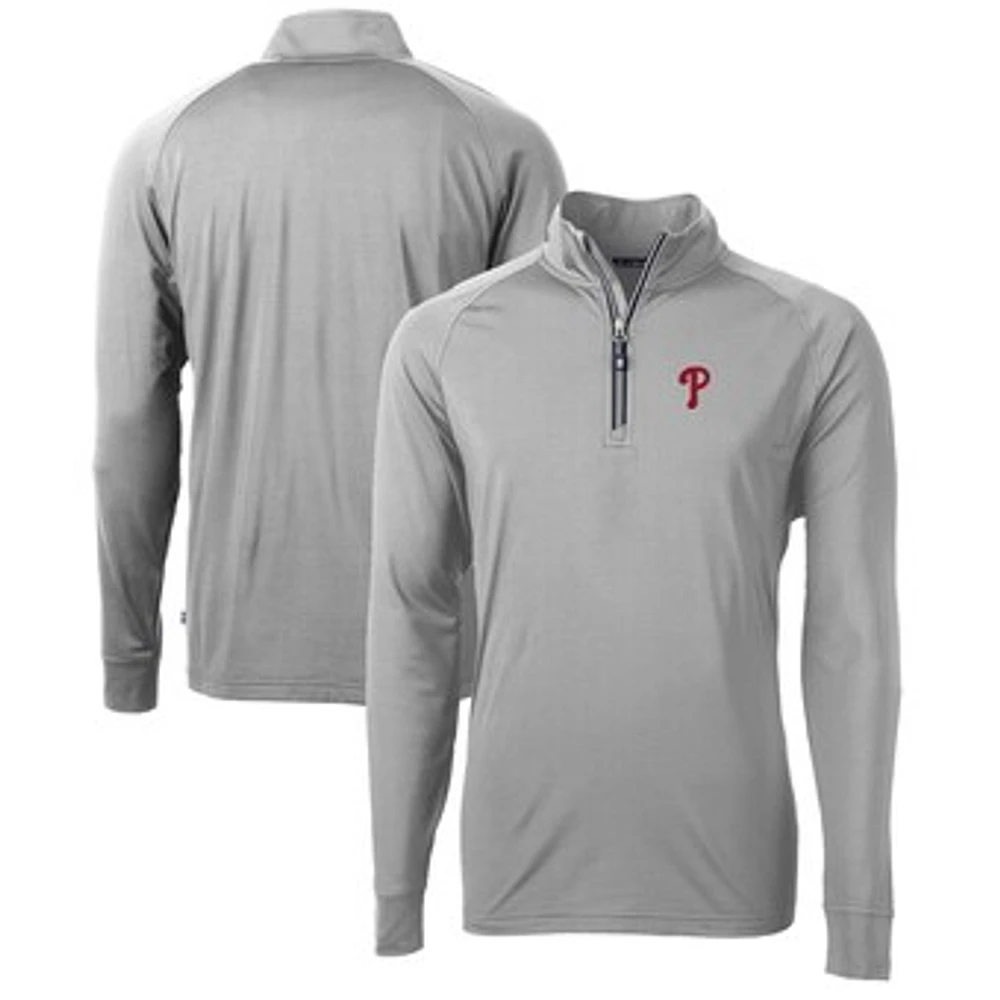 Men's Cutter & Buck Philadelphia Phillies Adapt Eco Knit Stretch Recycled Quarter-Zip Pullover Top