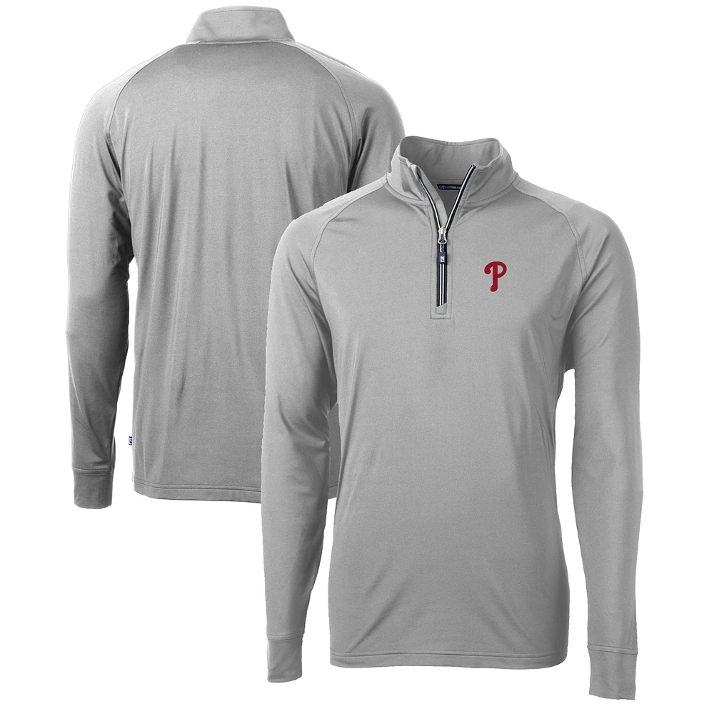 Men's Cutter & Buck Philadelphia Phillies Adapt Eco Knit Stretch Recycled Quarter-Zip Pullover Top