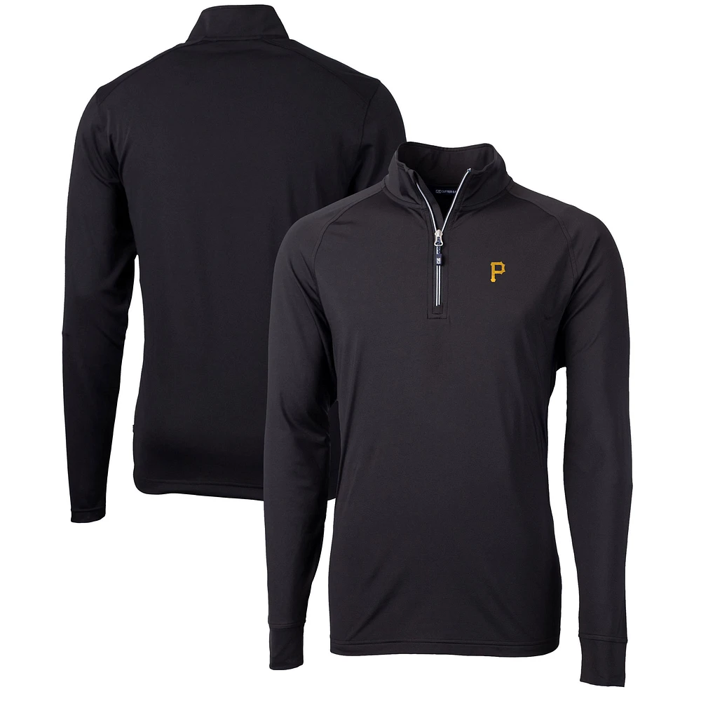Men's Cutter & Buck Black Pittsburgh Pirates Adapt Eco Knit Stretch Recycled Quarter-Zip Pullover Top