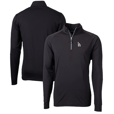 Men's Cutter & Buck Black Los Angeles Dodgers Adapt Eco Knit Stretch Recycled Quarter-Zip Pullover Top