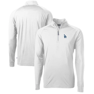 Men's Cutter & Buck White Los Angeles Dodgers Adapt Eco Knit Stretch Recycled Quarter-Zip Pullover Top