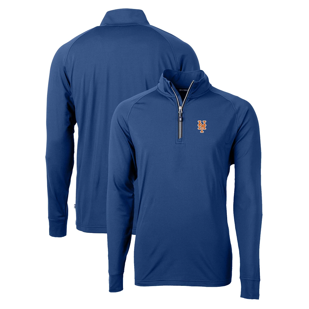 Men's Cutter & Buck Royal New York Mets Adapt Eco Knit Stretch Recycled Quarter-Zip Pullover Top