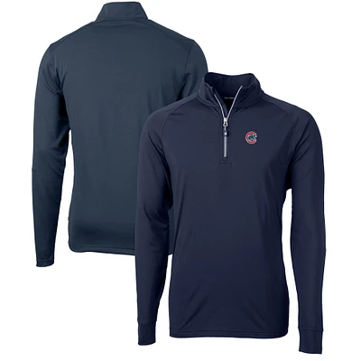 Men's Cutter & Buck Navy Chicago Cubs Adapt Eco Knit Stretch Recycled Quarter-Zip Pullover Top