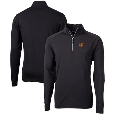 Men's Cutter & Buck Black Baltimore Orioles Adapt Eco Knit Stretch Recycled Quarter-Zip Pullover Top
