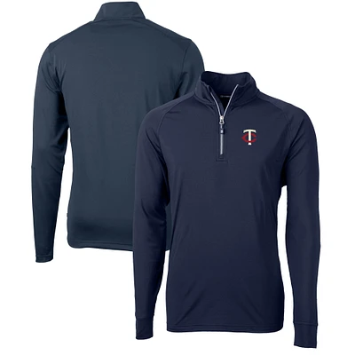Men's Cutter & Buck Navy Minnesota Twins Adapt Eco Knit Stretch Recycled Quarter-Zip Pullover Top