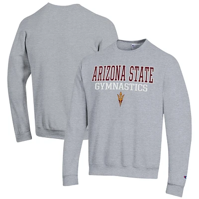 Men's Champion Gray Arizona State Sun Devils Gymnastics Stack Powerblend Pullover Sweatshirt
