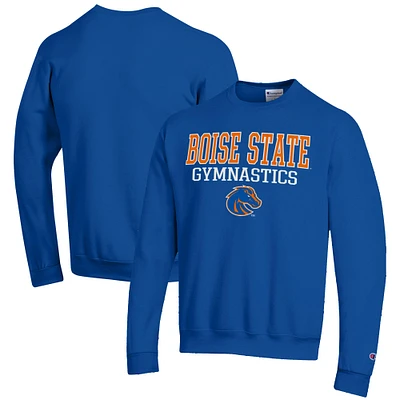 Men's Champion Royal Boise State Broncos Gymnastics Stack Powerblend Pullover Sweatshirt