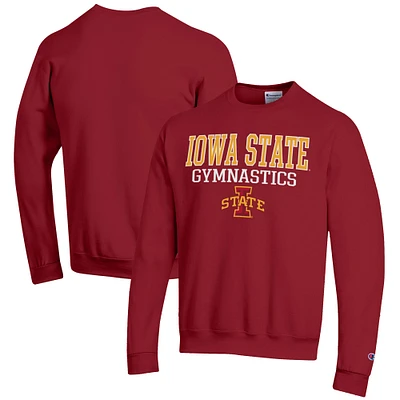 Men's Champion Cardinal Iowa State Cyclones Gymnastics Stack Powerblend Pullover Sweatshirt