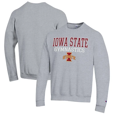 Men's Champion Gray Iowa State Cyclones Gymnastics Stack Powerblend Pullover Sweatshirt