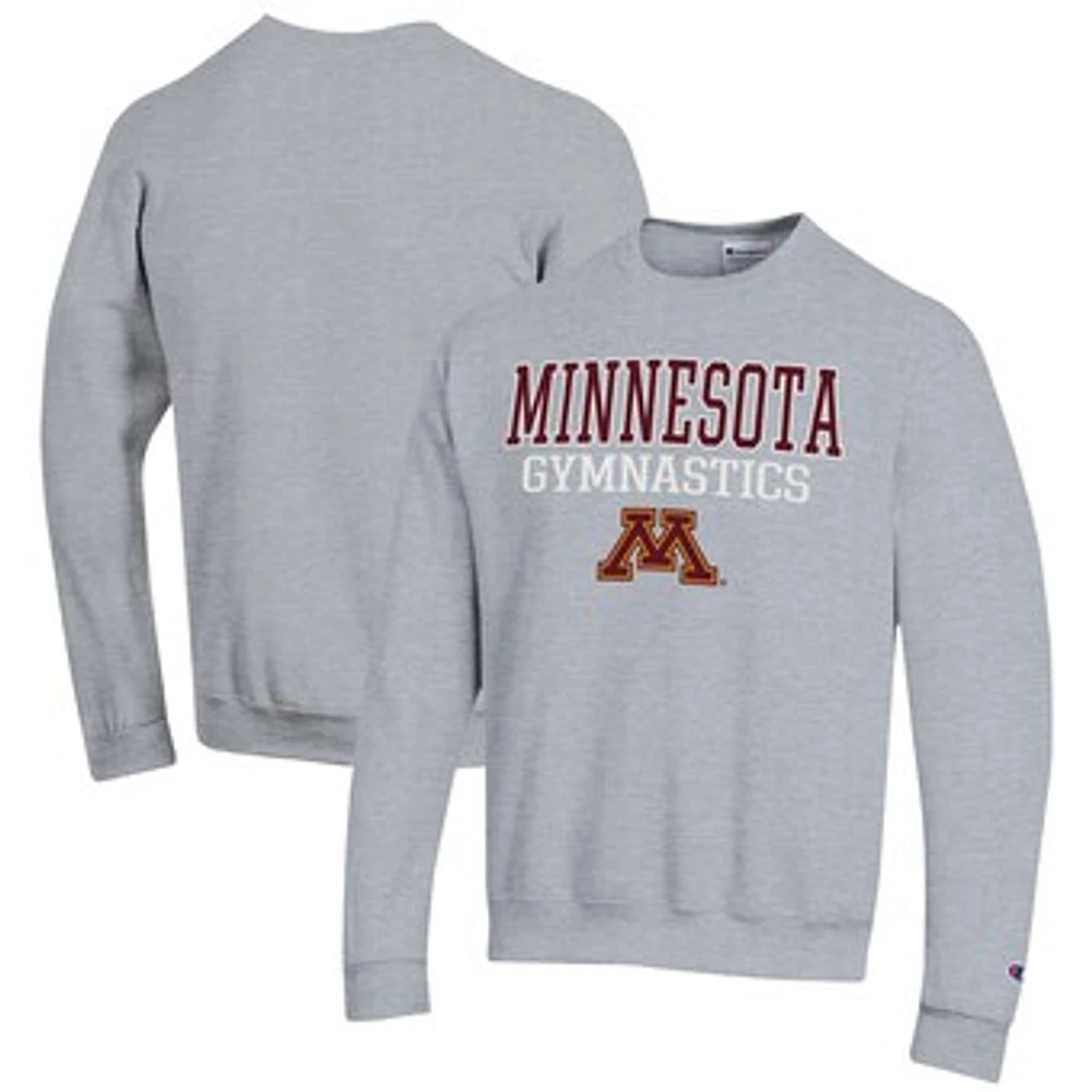 Men's Champion Gray Minnesota Golden Gophers Gymnastics Stack Powerblend Pullover Sweatshirt