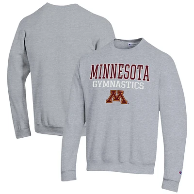 Men's Champion Gray Minnesota Golden Gophers Gymnastics Stack Powerblend Pullover Sweatshirt