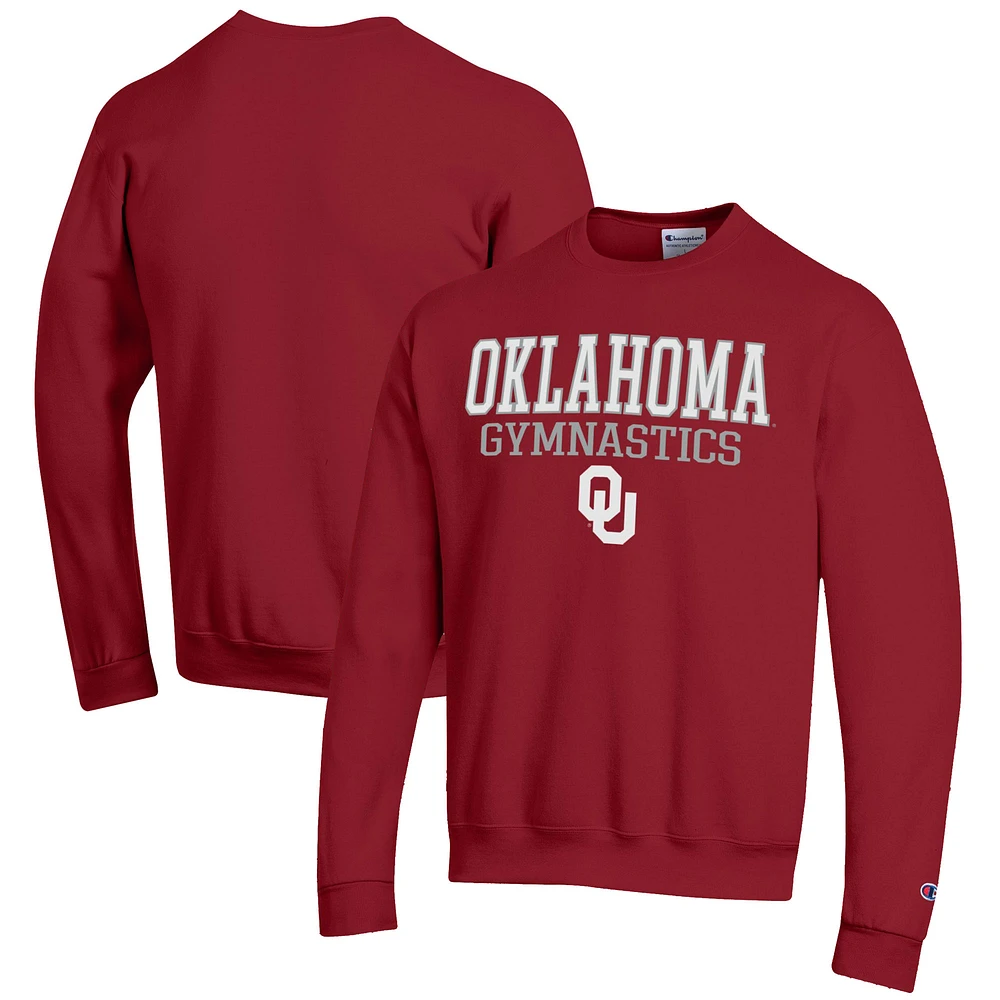 Men's Champion Crimson Oklahoma Sooners Gymnastics Stack Powerblend Pullover Sweatshirt