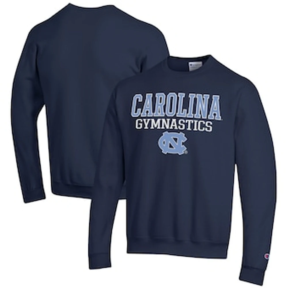 Men's Champion Navy North Carolina Tar Heels Gymnastics Stack Powerblend Pullover Sweatshirt