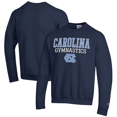 Men's Champion Navy North Carolina Tar Heels Gymnastics Stack Powerblend Pullover Sweatshirt