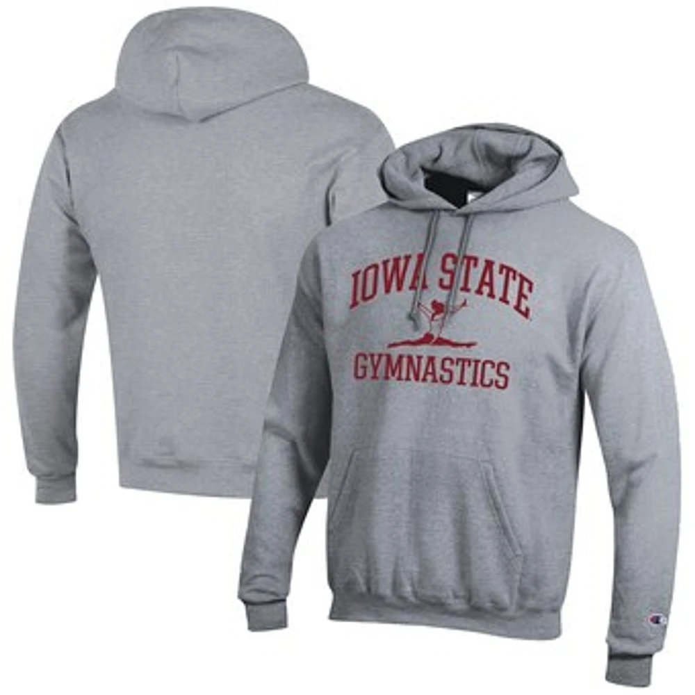Men's Champion Gray Iowa State Cyclones Gymnastics Icon Powerblend Pullover Hoodie