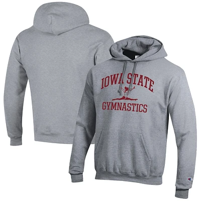 Men's Champion Gray Iowa State Cyclones Gymnastics Icon Powerblend Pullover Hoodie