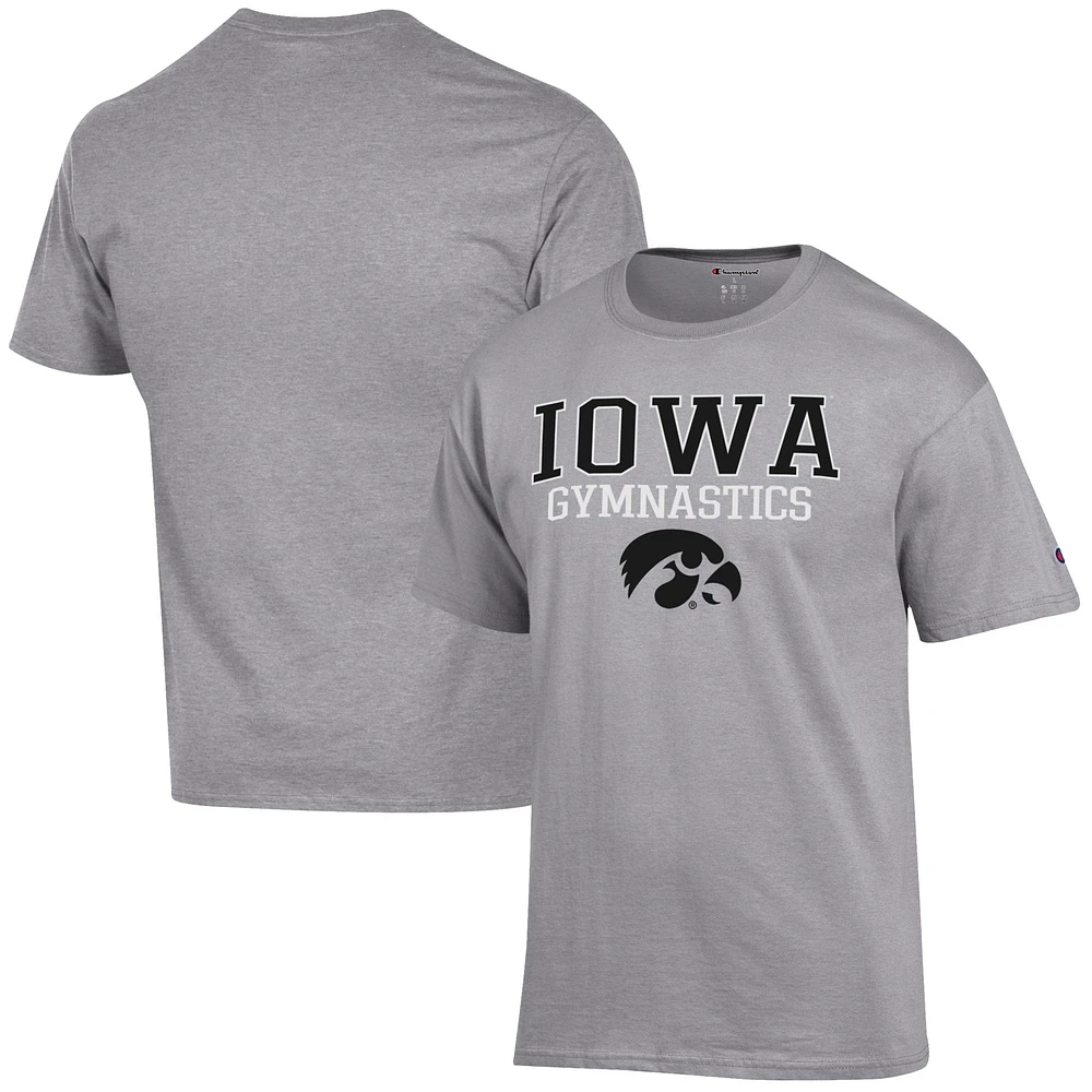 Men's Champion Gray Iowa Hawkeyes Gymnastics Stack T-Shirt