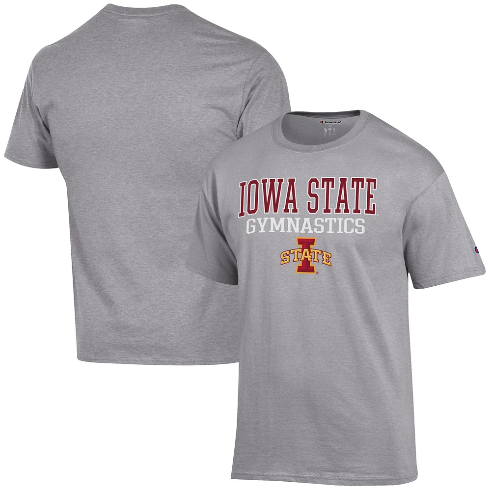 Men's Champion Gray Iowa State Cyclones Gymnastics Stack T-Shirt