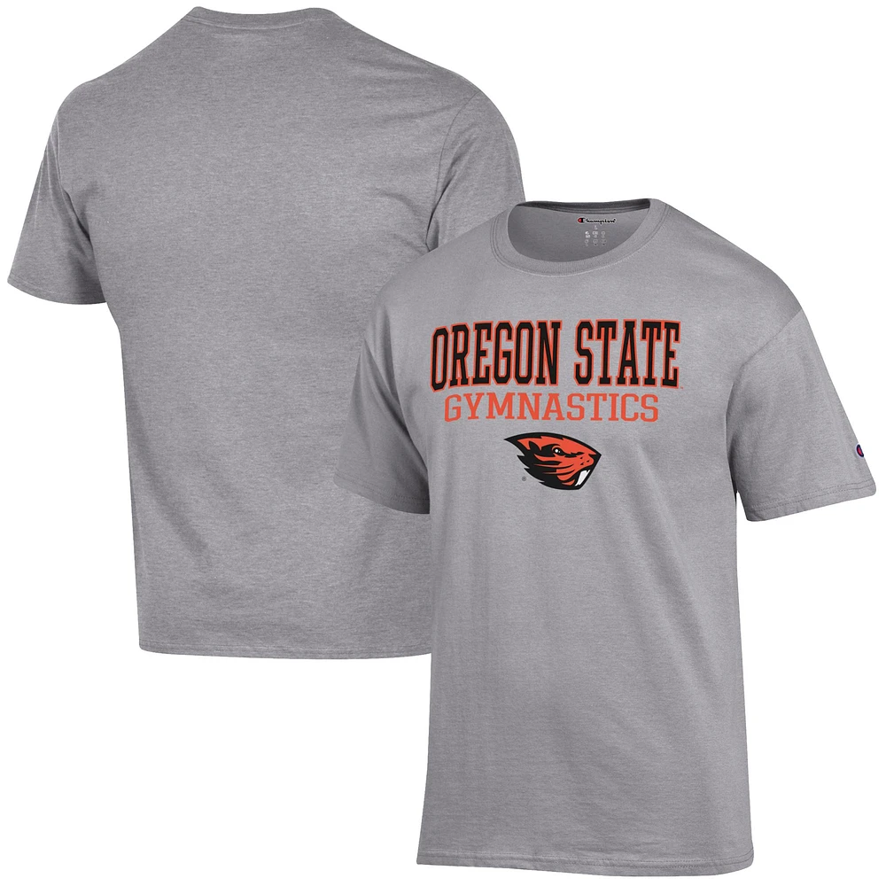 Men's Champion Gray Oregon State Beavers Gymnastics Stack T-Shirt