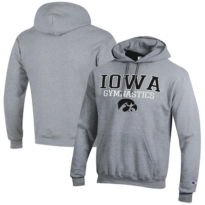 Men's Champion Gray Iowa Hawkeyes Gymnastics Stack Powerblend Pullover Hoodie