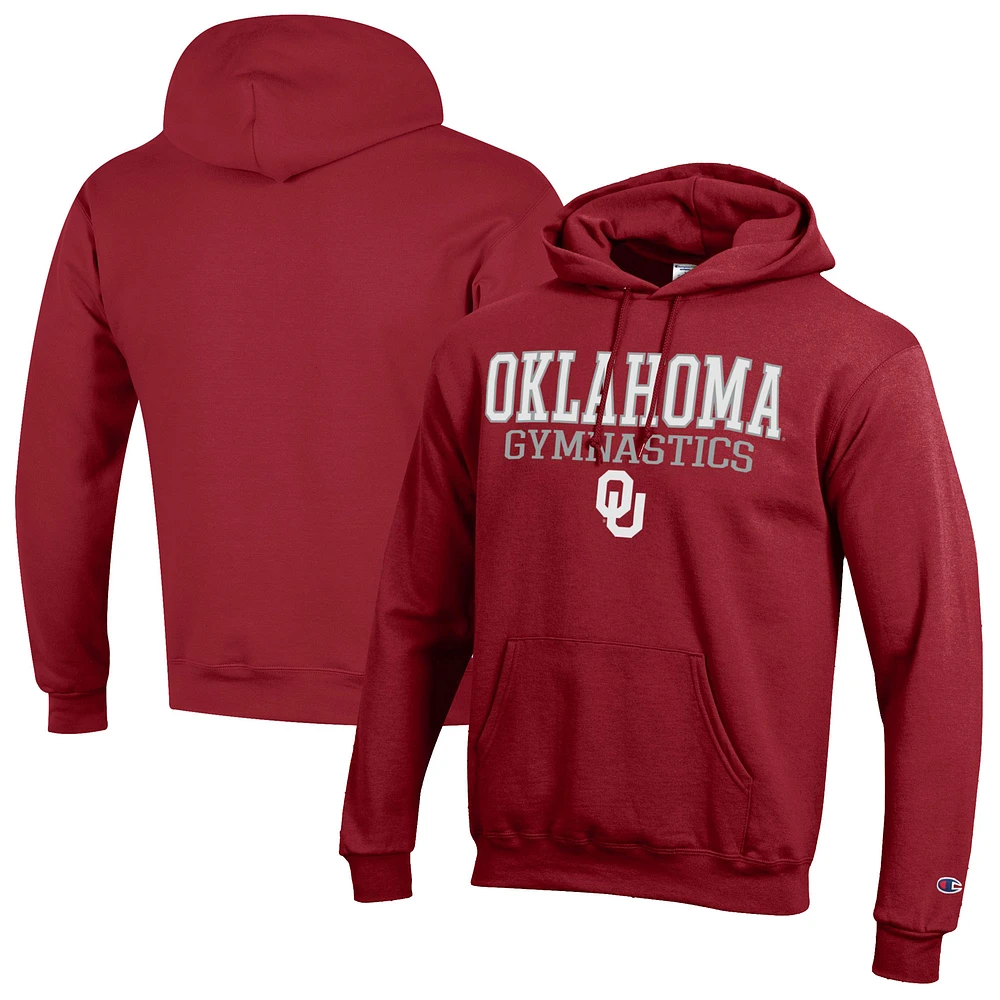 Men's Champion Crimson Oklahoma Sooners Gymnastics Stack Powerblend Pullover Hoodie