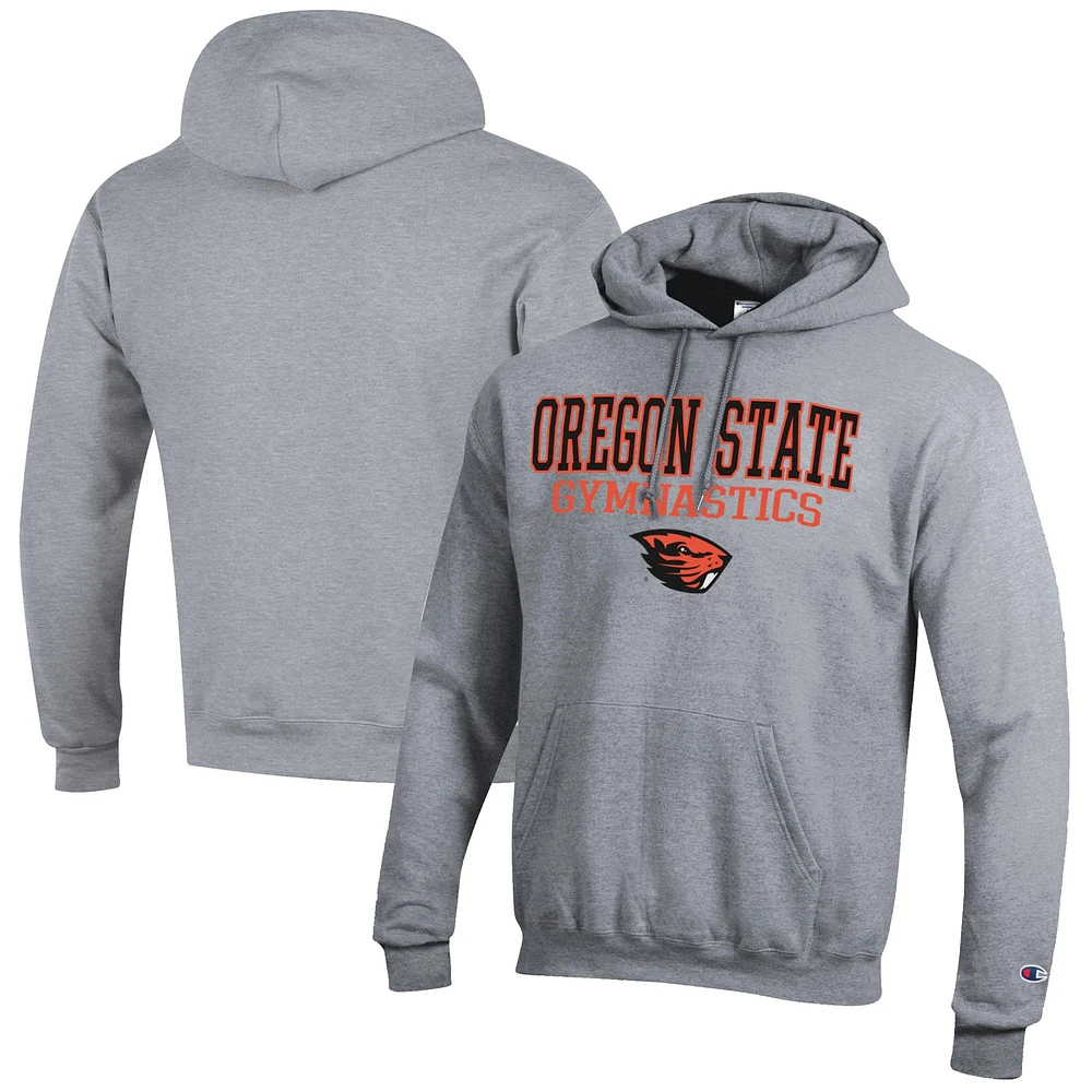 Men's Champion Gray Oregon State Beavers Gymnastics Stack Powerblend Pullover Hoodie
