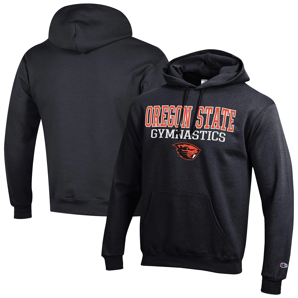 Men's Champion Black Oregon State Beavers Gymnastics Stack Powerblend Pullover Hoodie